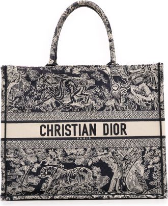 Dior Pre-owned Womens Book Tote Embroidered - Black Textile - One Size