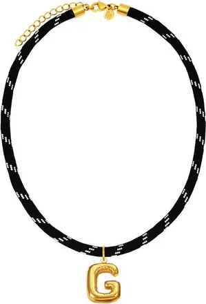 Petit Moments Bubble Initial Pendant Cord Necklace in Black-G at Nordstrom