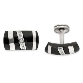 Diamond2Deal Black Ti & Sterling Silver.19 ctw Diamond Cufflinks