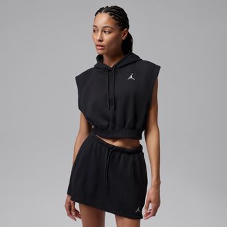 Nike Jordan Womens Jordan Brooklyn Fleece French Terry Top in Black | IF1189-010