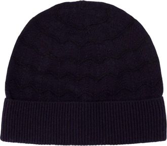 Officine G&eacute;n&eacute;rale Wavy Pattern Beanie - Heren - Hoeden - Zwart - ONE Size - Wol - Accessoires