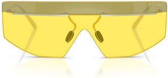 Prada 140mm Shield Sunglasses in Silver/Yellow Silver at Nordstrom
