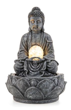 Glitzhome Zen-Style Polyresin Table Fountain with Pump and LED Light in Grey at Nordstrom, Size Medium