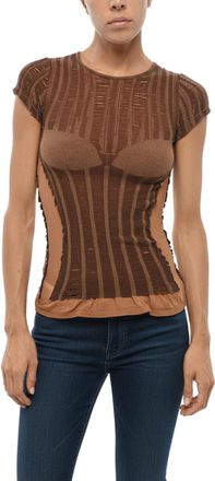 Diesel Brown Textured Crew Neck T-Shirt