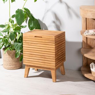 Wanda Collection Cesto Para Ropa De Teca De Cuarto De Ba&ntilde;o