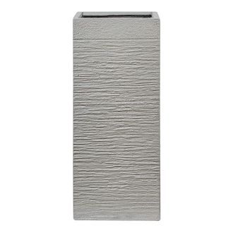 Beliani Maceta Alta De Arcilla Para Jard&iacute;n 26 X 26 X 60 Cm Resistente A Los Rayos Uv Gris Claro Dion