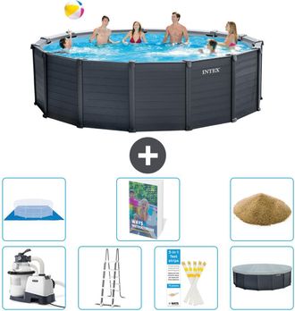 Intex Piscina Graphite Panel Redonda - 478x124 Cm - 8-piezas S680