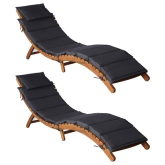 vidaXL Vidaxl - Tumbonas Con Cojines 2 Uds Madera Maciza Acacia Gris Oscuro