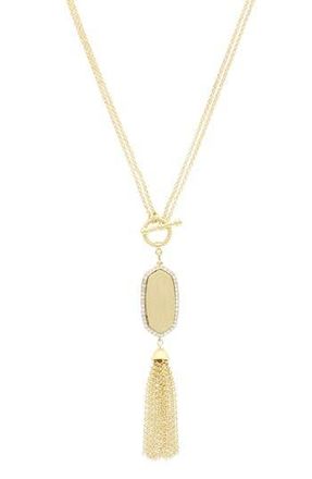 Olivia Welles Thalia Crystal Tassel Pendant Necklace in Gold at Nordstrom Rack
