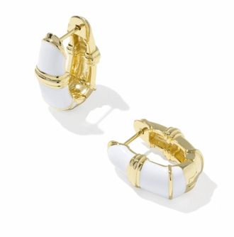 Kendra Scott Womens Courtney Huggie Earrings In White Enamel
