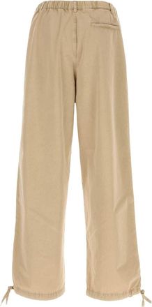 Ferragamo Mens Beige Cotton Blend Pant Safari Exterior: Silk Pantaloni Trousers