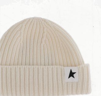 Golden Goose Unisex Wool Cap With Logo White Hat