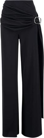 Paco Rabanne Wraparound Palazzo Broek met Gesp Detail - Dames - Wijde Broeken - Zwart - L - Spandex - Broeken