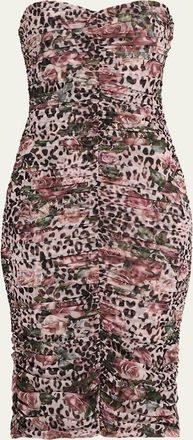 L'agence Caprice Ruched Strapless Midi Dress