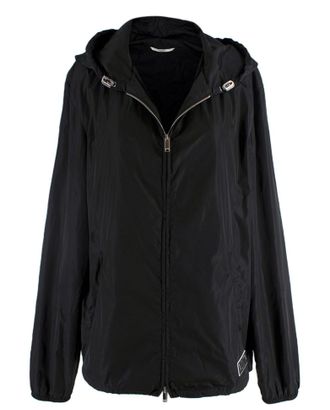 Valentino Garavani Valentino Black Hooded VLTN Rain Jacket Size S