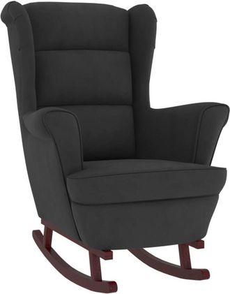 vidaXL Vidaxl - Silla mecedora con patas de madera de caucho terciopelo negro