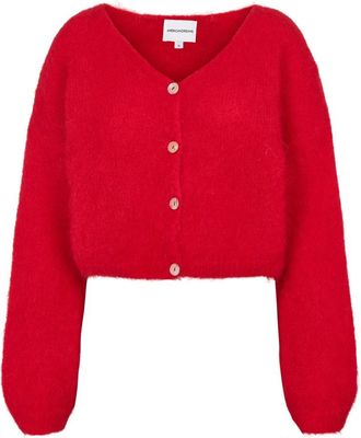 Americandreams Cornelia Cropped Vest - Dames - Vesten - Rood - XL - Wol - Truien & Vesten