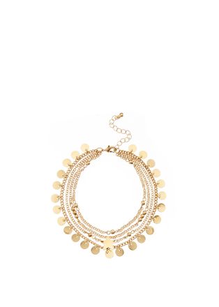 Lascana Fusskette mit Anh&auml;nger LASCANA Boho Layer Look, Damen, Gr. Metall, gold (goldfarben), gl&auml;nzend, Fussketten Fusskette mit Anh&auml;nger, Mehrreihige Fussket