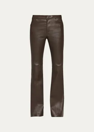 Vince Mid-Rise Stretch-Leather Flare Pants