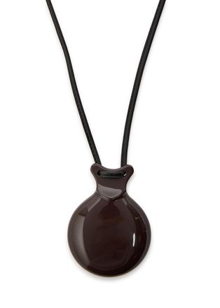 Christophe Lemaire Castanet Mirror Resin and Leather Necklace - Dark Brown - One Size