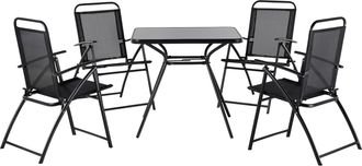 Beliani Conjunto De Comedor De Jard&iacute;n De 5 Piezas 4 Sillas Plegables Negras Una Mesa Moderna