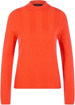 Marc Cain Slimme trui met opstaande kraag - Dames - Coltruien - Oranje - 2XL - Wol - Truien & Vesten