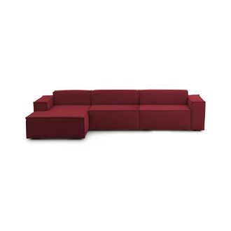 Dmora Sof&aacute; Fijo Dgarzy, Sof&aacute; Modular 4 Plazas Pen&iacute;nsula Izquierda, 100% Made In Italy, Sof&aacute; Moderno En Tela, Cm 340x170h70, Rojo - Dmora
