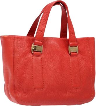 Ferragamo Vala Handbag Leather Red Leather Bag (Pre-Owned)