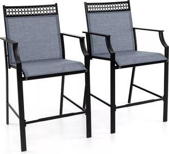 Costway Outdoor Patio Chair Set of 2 Home Patio Counter Height Chairs w/Footrest