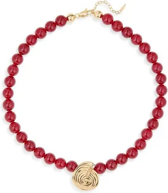 Missoma Spiral Pendant Beaded Necklace in Gold at Nordstrom