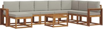 vidaXL Conjunto De Sof&aacute;s De Exterior 9 Uds. Gris Natural Y Claro Vidaxl