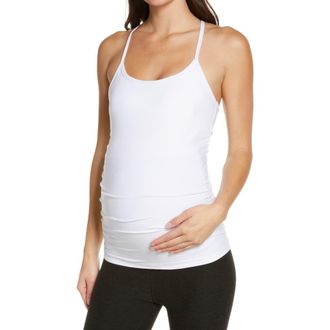 Beyond Yoga Maternity Racerback Tank in Cloud White at Nordstrom, Size X-Small