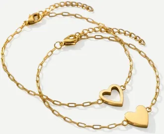 Mint & Lily Perfect Fit Heart Bracelet Set in Gold at Nordstrom, Size 7