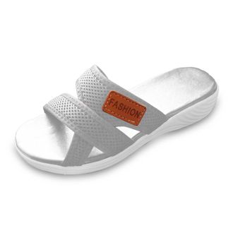 Generic Womens Summer Fashion Flip Flops Outdoor Casual Comfortable Beach Cloth Slippers for Ladies with Soft Sole Lightweight Design (Grey, 4.5)