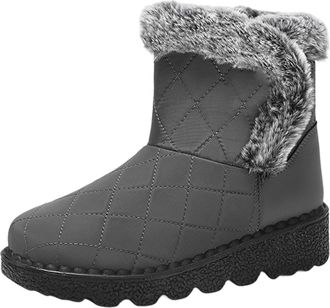 Generic Womens Winter Boots Insulated Warm Soft Sole High Top Ankle Boots For Outdoor Activities And Daily Wear Snow Booties(Grey, 4.5)