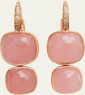 POMELLATO Nudo 18K Rose Gold Rose Quartz Brown Diamond Pendant Earring