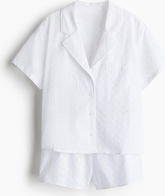 H&M Pyjama mit Broderie Anglaise - White