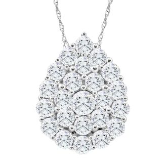 Pompeii3 2Ct TW Real Diamond Tear Drop Pendant 10k White Gold 18 Womens Necklace