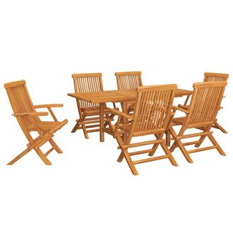 vidaXL Vidaxl - Juego De Comedor Para Jard&iacute;n 7 Piezas Madera Maciza Teca