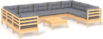 vidaXL Juego De Muebles De Jard&iacute;n 10 Pzas Y Cojines Madera De Pino Vidaxl