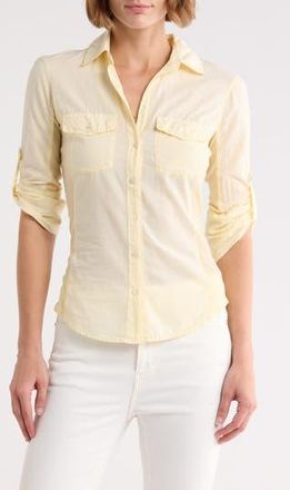 James Perse Three-Quarter Sleeve Button-Up Shirt in Naples Yellow at Nordstrom Rack, Size 1