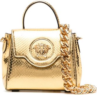 Versace small La Medusa python-effect tote bag - women - Calf Leather - OS - Gold