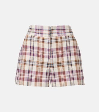 Veronica Beard Allen cotton-blend plaid shorts
