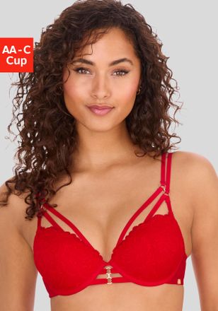 Jette Push-up-BH JETTE, Damen, Gr. 90, Cup A, rot, Spitze, Obermaterial: 60% Polyamid, 35% Polyester, 5% Elasthan, BHs Push-up-BH, mit B&uuml;gel und aufregenden