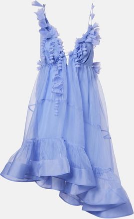 Zimmermann Como asymmetric floral-appliqu&eacute; silk minidress