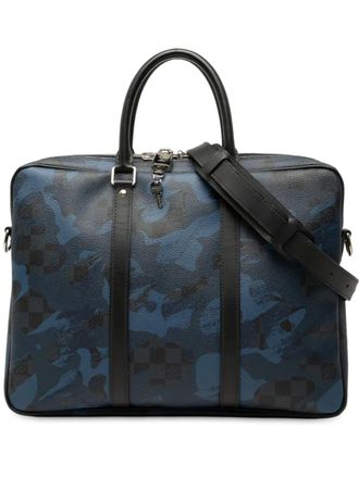 Louis Vuitton 2016 Damier Cobalt Camouflage Porte Documents Voyage PM business bag - unisex - Fabric/Calf Leather/Leather - One Size