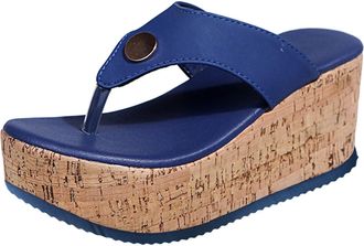 Generic 2026 Heel Breathable Fashion Slippers Outdoor Shoes Casual Womens Leisure Slipper (Blue, 6.5)