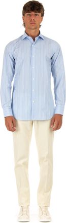 Finamore Striped Poplin Tailored Shirt Milano Line