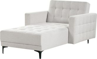 Beliani Chaise Longue Moderna Div&aacute;n Reclinable Tapizado En Tela Capiton&eacute; Gris Claro Aberdeen