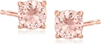 Ross-Simons Morganite Stud Earrings in 18kt Rose Gold Over Sterling